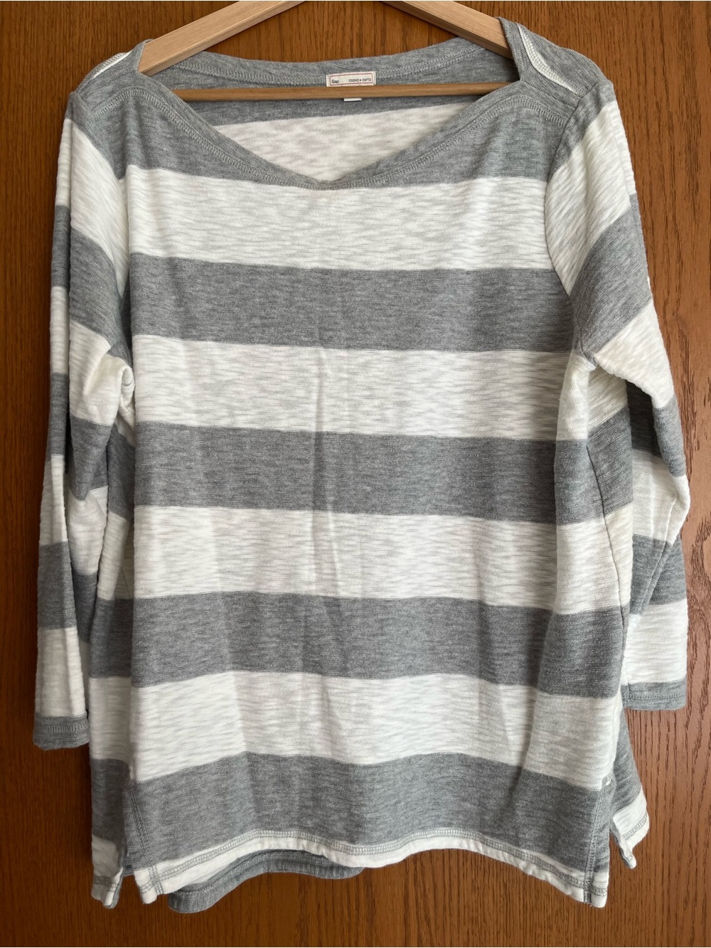 GAP 3/4 Sleeve Boatneck Striped Top Size XL 100% Cotton
